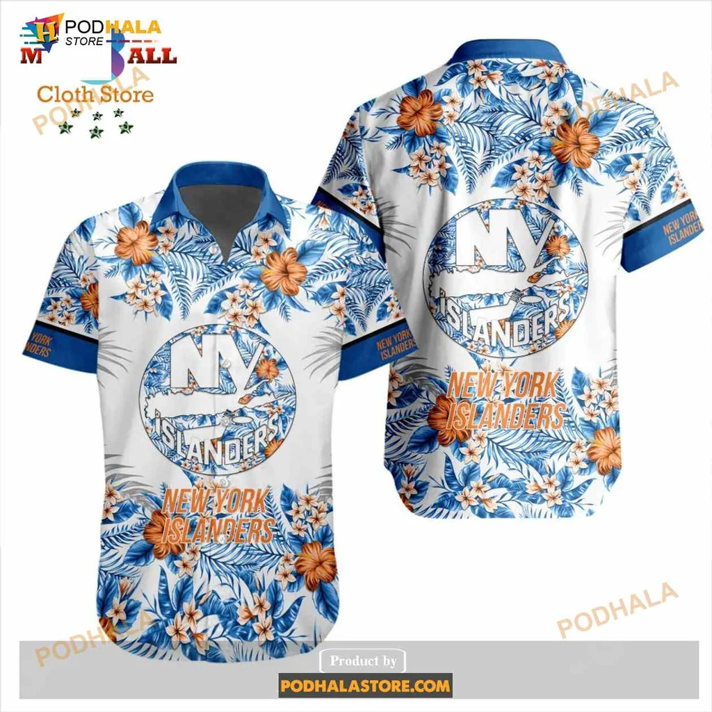 New York Islanders Floral Aloha Shirt With Vibrant Tropical Design New York Islanders Floral Aloha Shirt With Vibrant Tropical Design