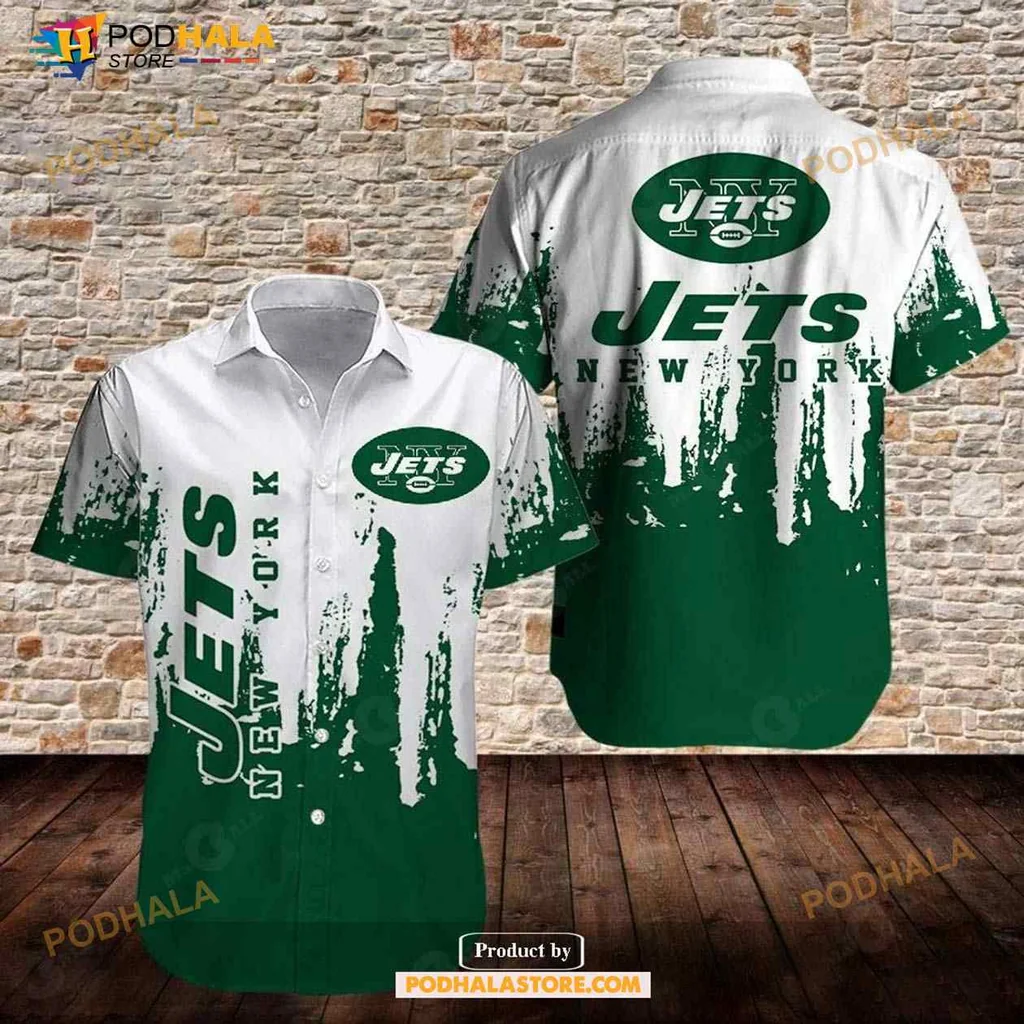 New York Jets Aloha Shirt With Bold Dripping Design