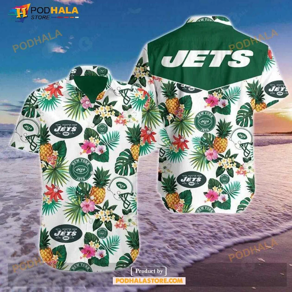 New York Jets Aloha Shirt With Tropical Floral Design For Fans