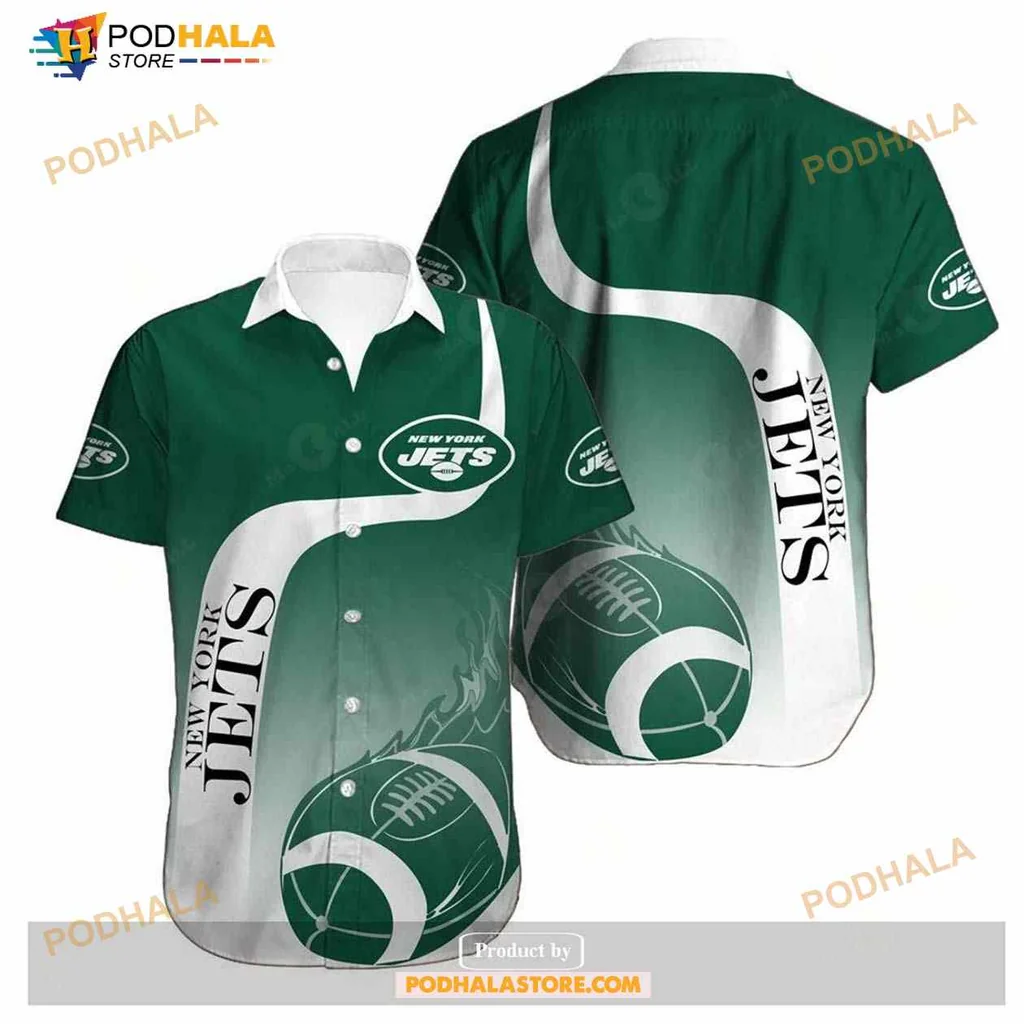 New York Jets Funny Hawaiian Shirt With Bold Design And Football Illustrations