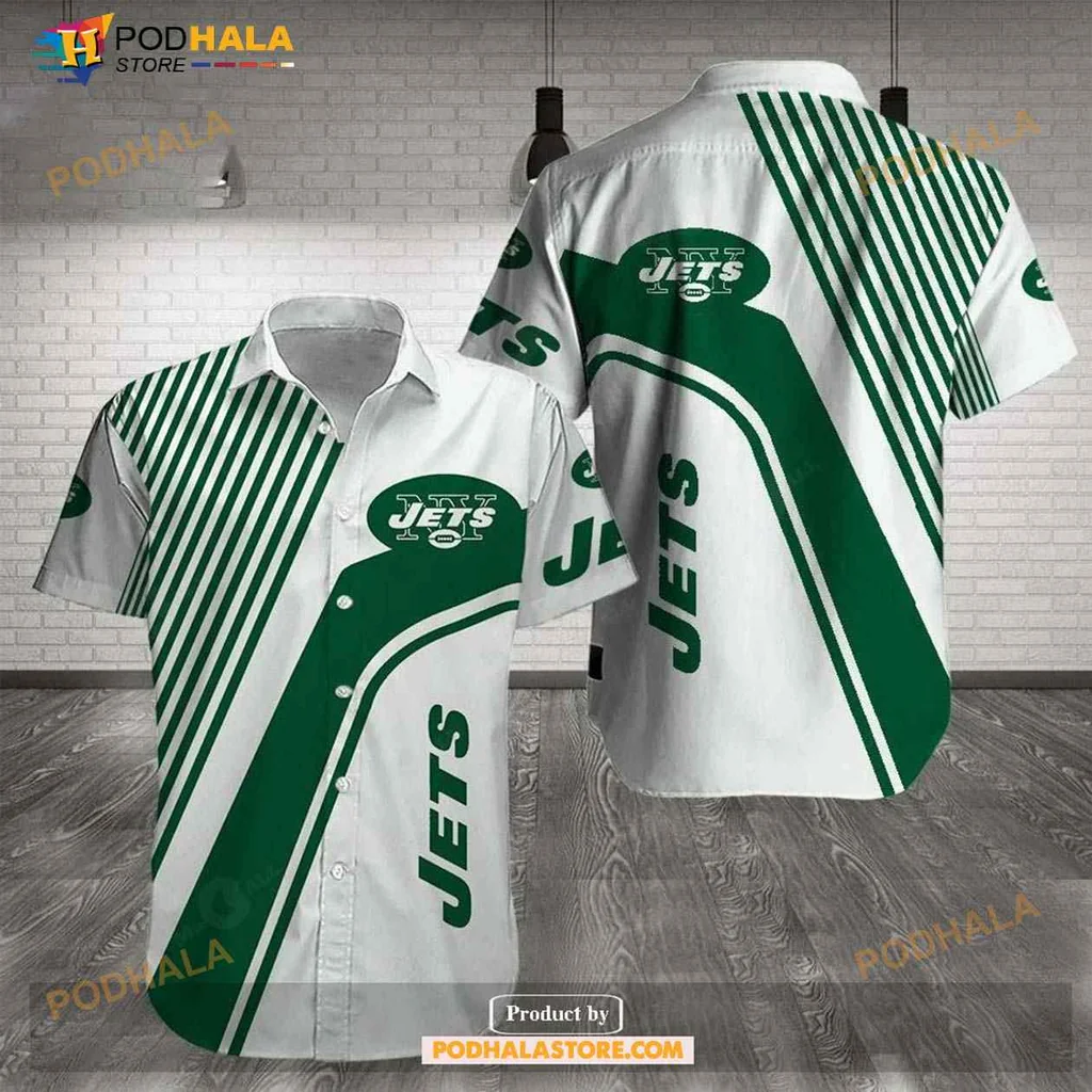 New York Jets Hawaiian Shirt With Bold Geometric Pattern