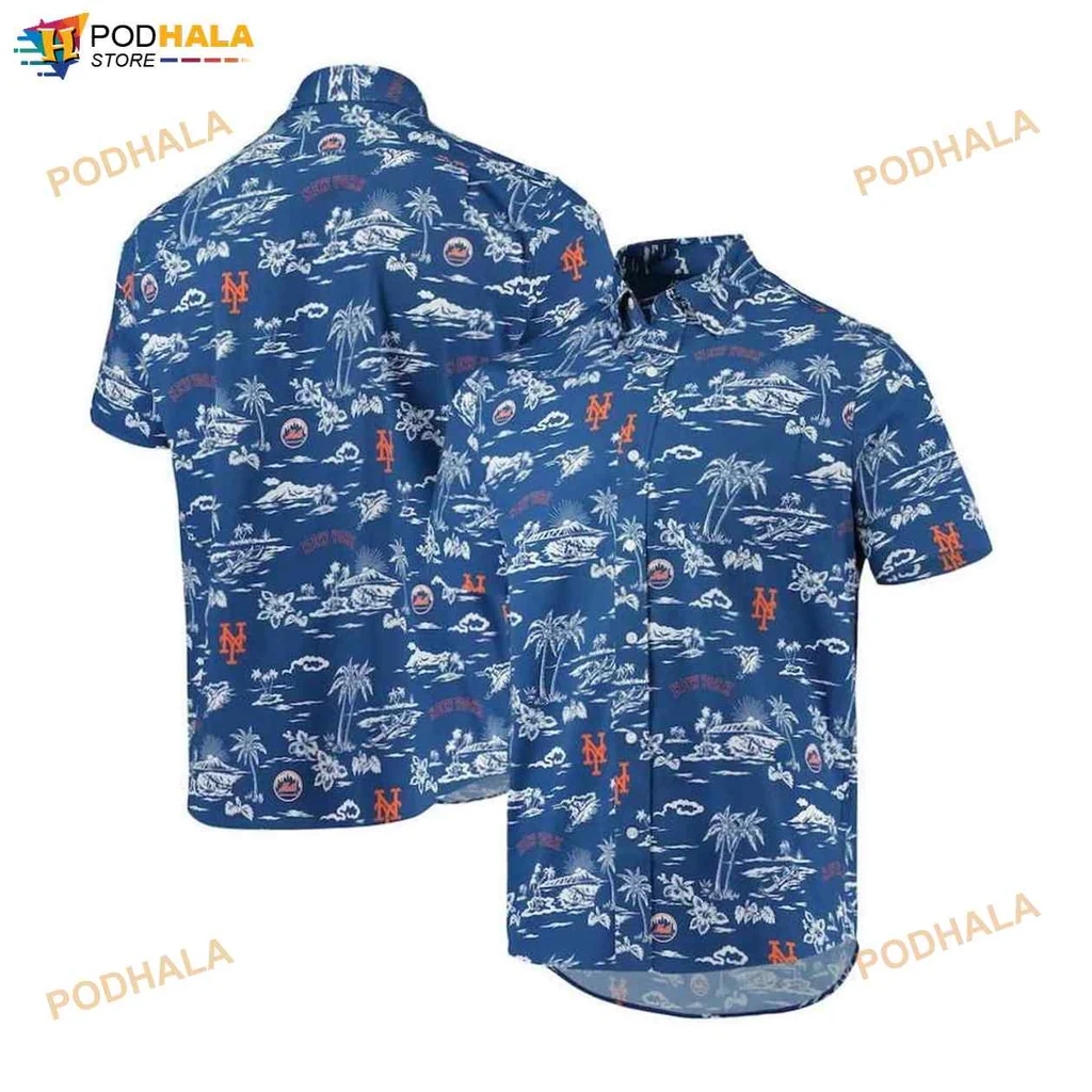 New York Mets Hawaiian Shirt With Tropical Design And Logo