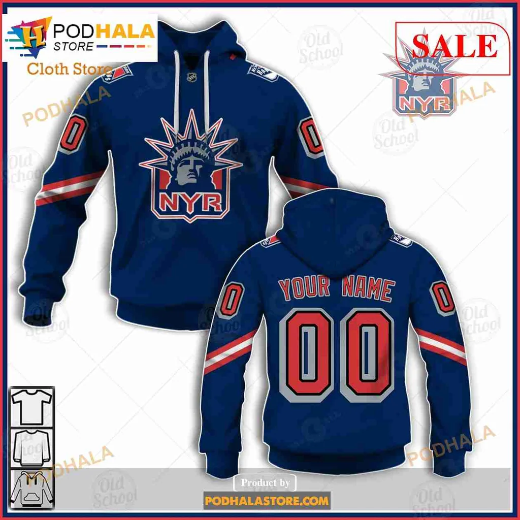 New York Rangers 3d Hoodie Featuring Statue Of Liberty Design