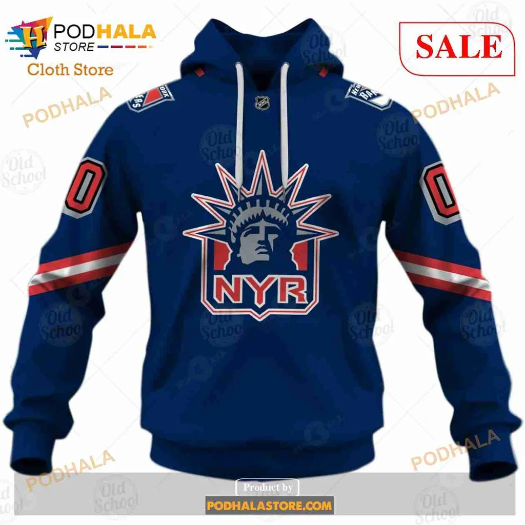 New York Rangers All Over Print Hoodie Featuring Statue Of Liberty Design New York Rangers All Over Print Hoodie Featuring Statue Of Liberty Design