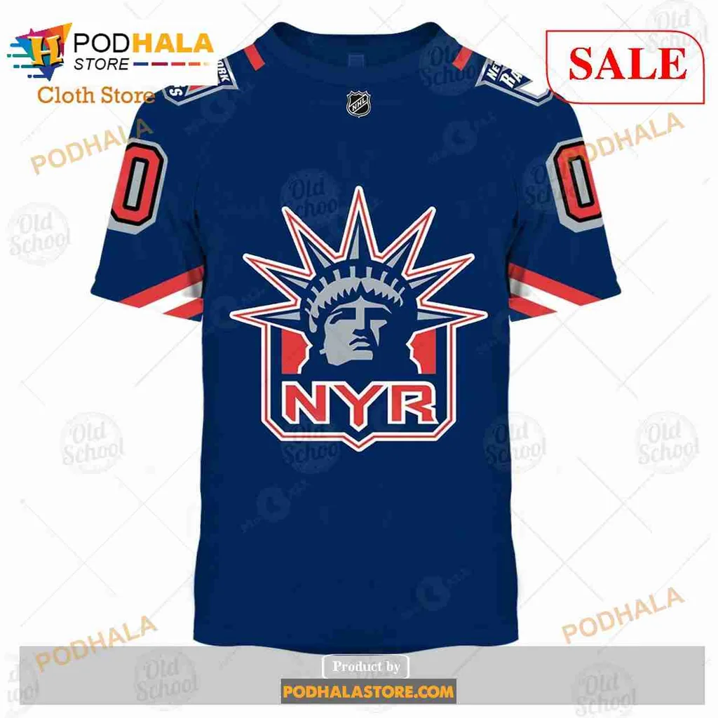 New York Rangers AOP Hoodie Featuring Statue Of Liberty Design New York Rangers AOP Hoodie Featuring Statue Of Liberty Design