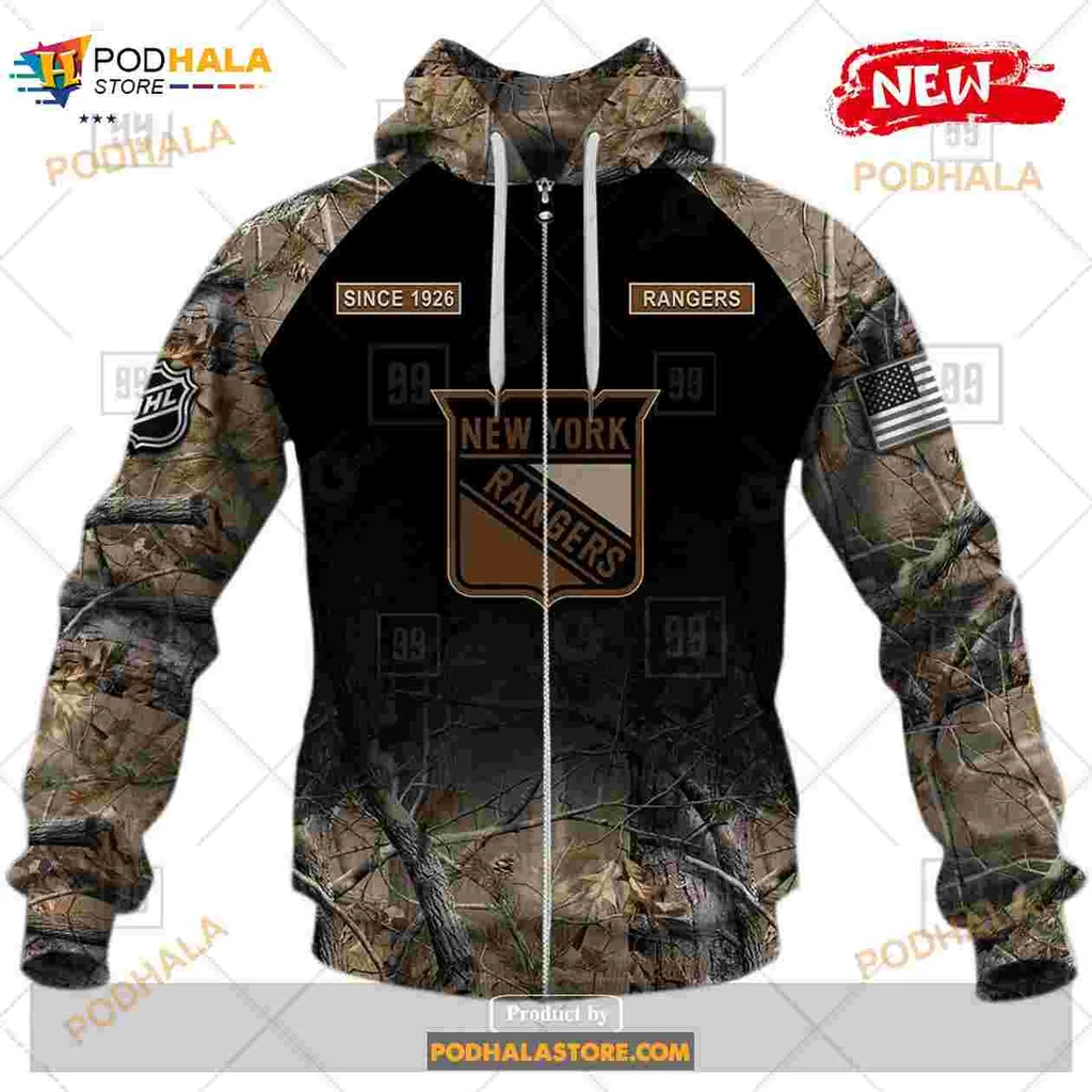 New York Rangers Camouflage Hoodie With Personalized Name And Number - Product View 5 New York Rangers Camouflage Hoodie With Personalized Name And Number - Product View 5