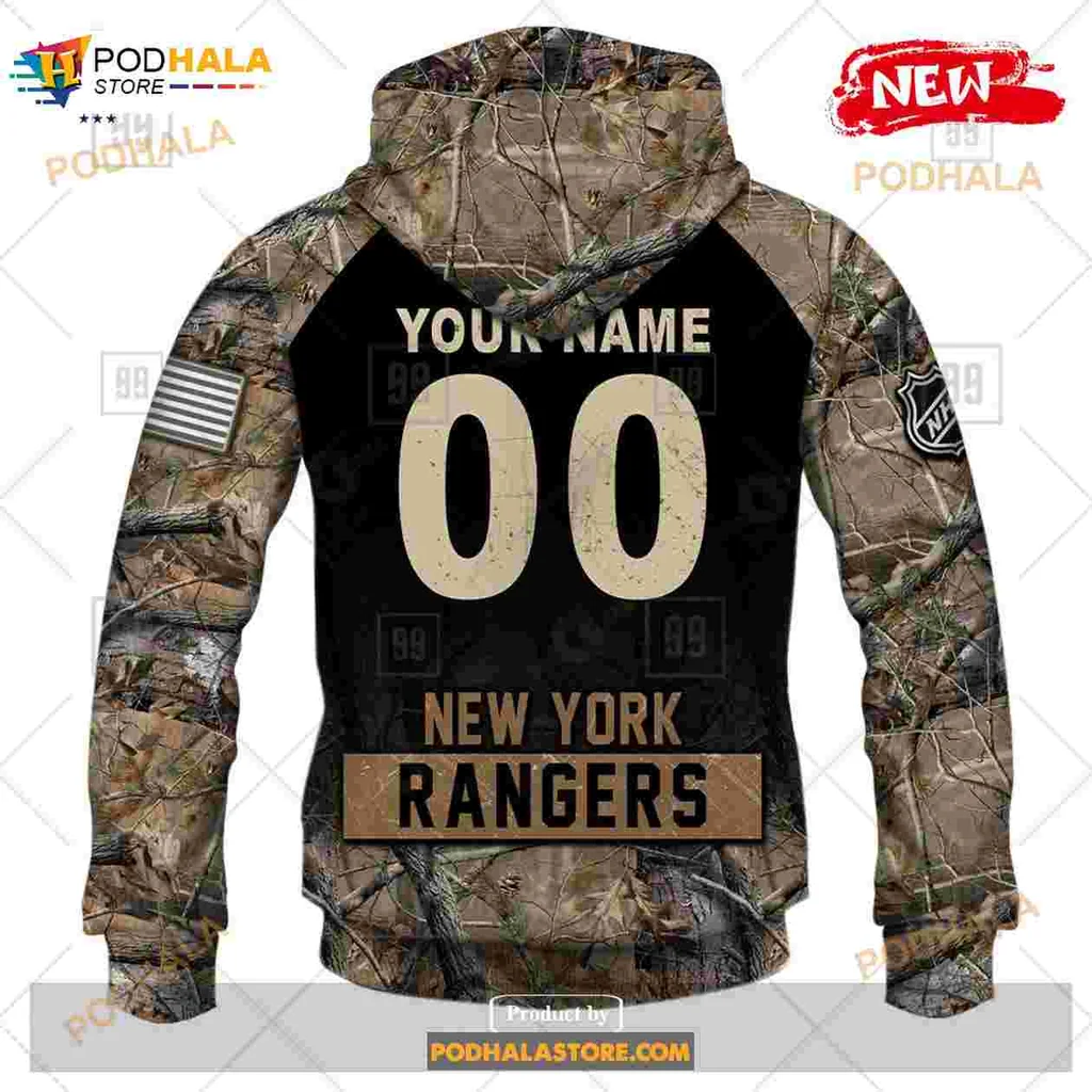 New York Rangers Camouflage Hoodie With Personalized Name And Number - Product View 6 New York Rangers Camouflage Hoodie With Personalized Name And Number - Product View 6