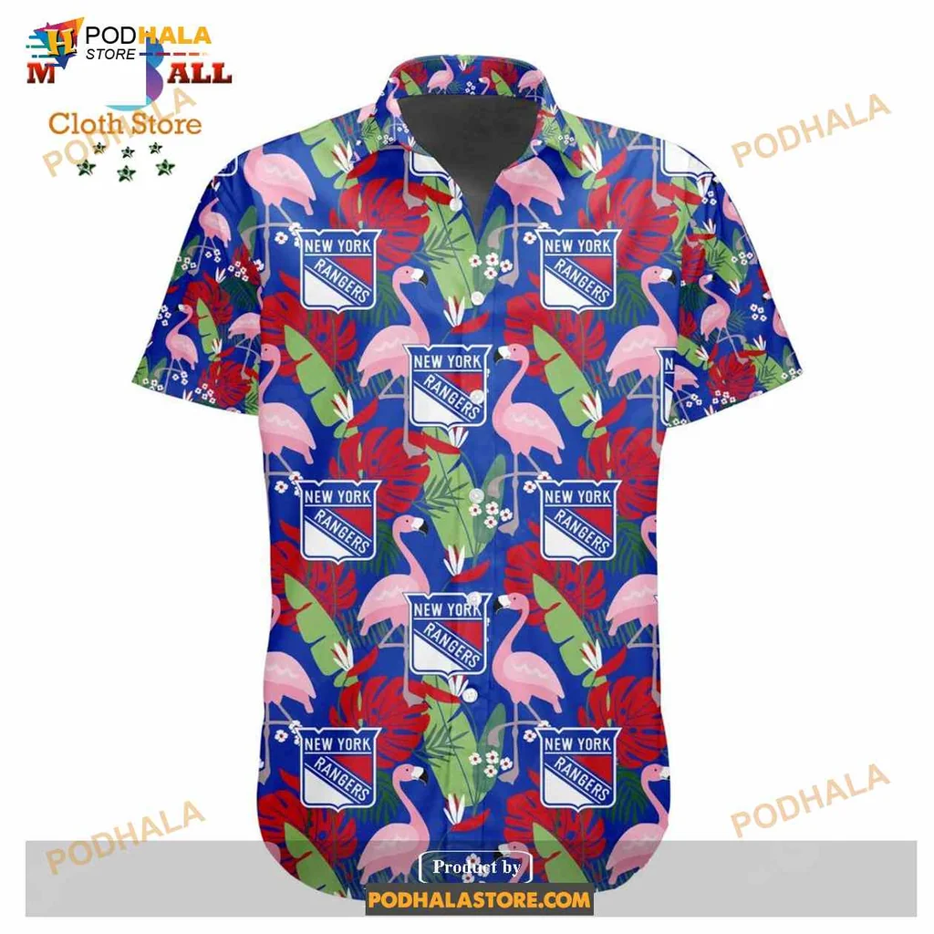 New York Rangers Tropical Hawaiian Shirt With Colorful Flamingo Design