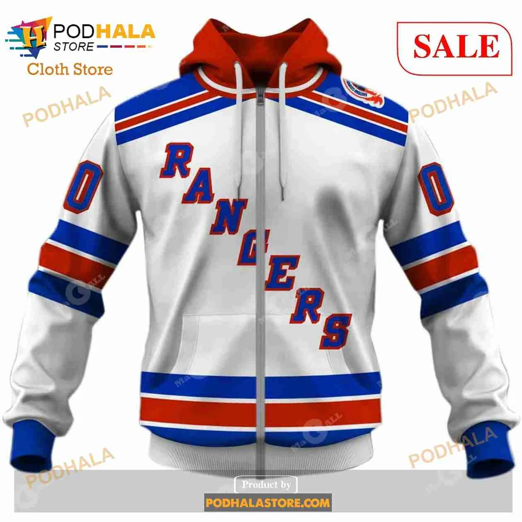 New York Rangers Vintage Hoodie With Bold Team Spirit Design - View 3 New York Rangers Vintage Hoodie With Bold Team Spirit Design - View 3