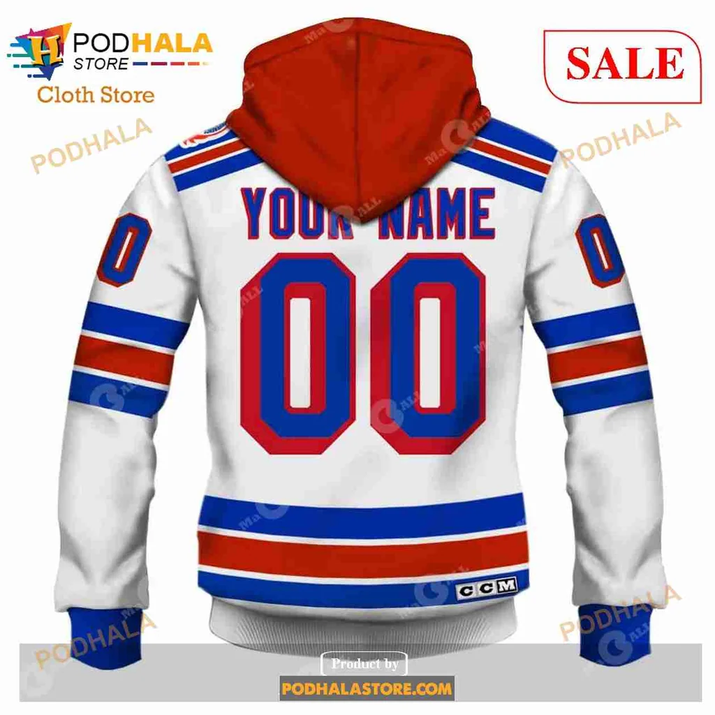 New York Rangers Vintage Hoodie With Bold Team Spirit Design - Product View 5 New York Rangers Vintage Hoodie With Bold Team Spirit Design - Product View 5