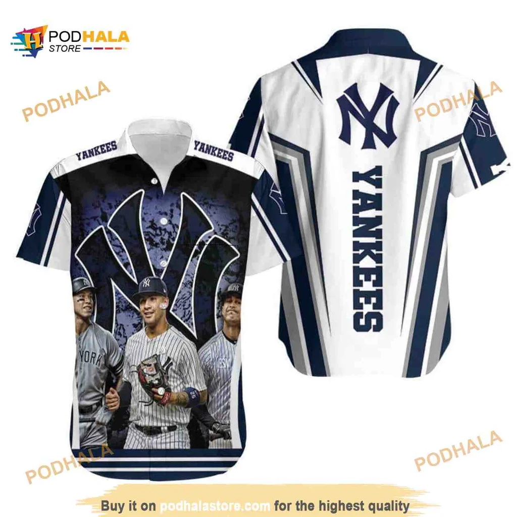 New York Yankees Hawaiian Shirt Featuring Aaron Judge And Giancarlo Stanton