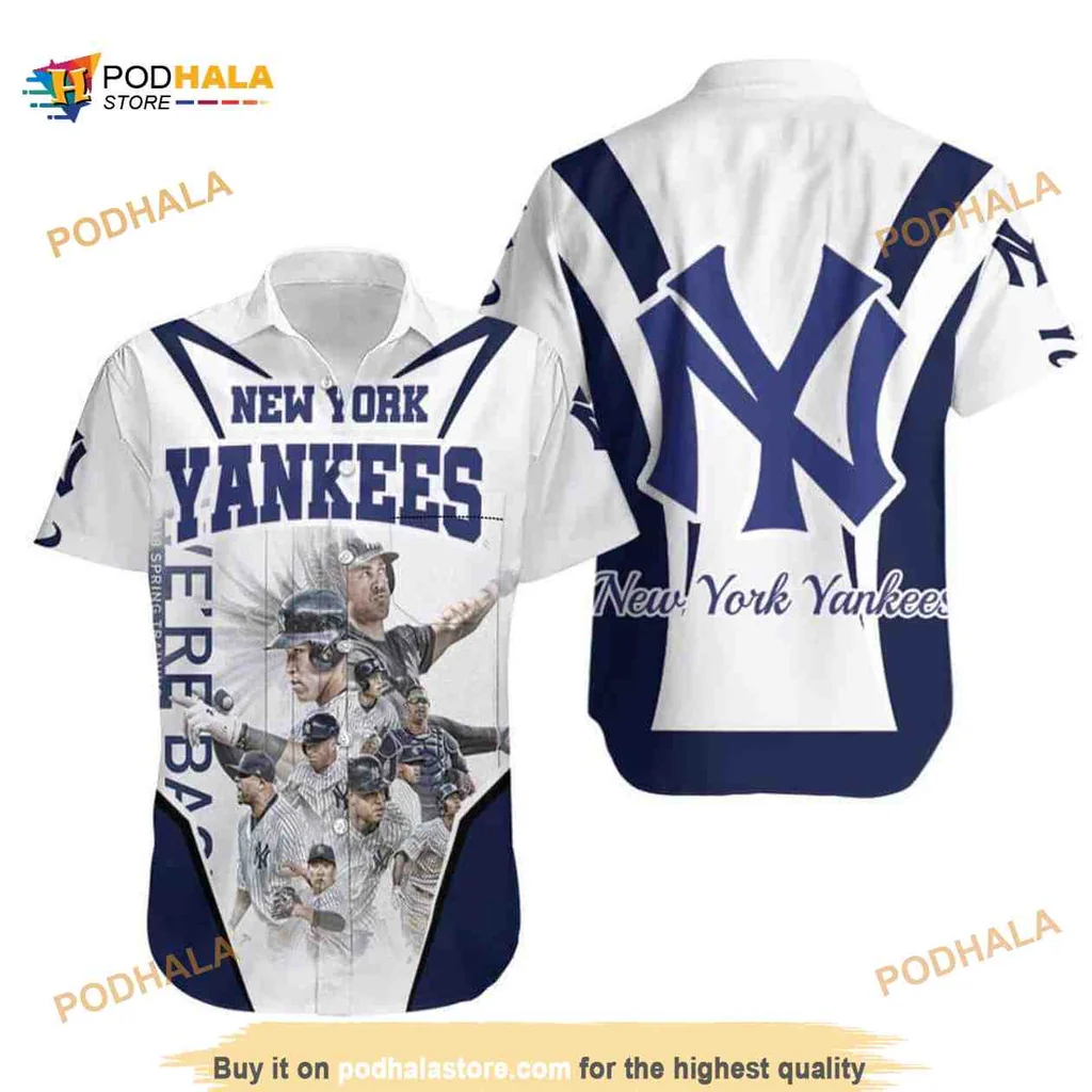 New York Yankees Hawaiian Shirt Featuring Baseball Players In Action