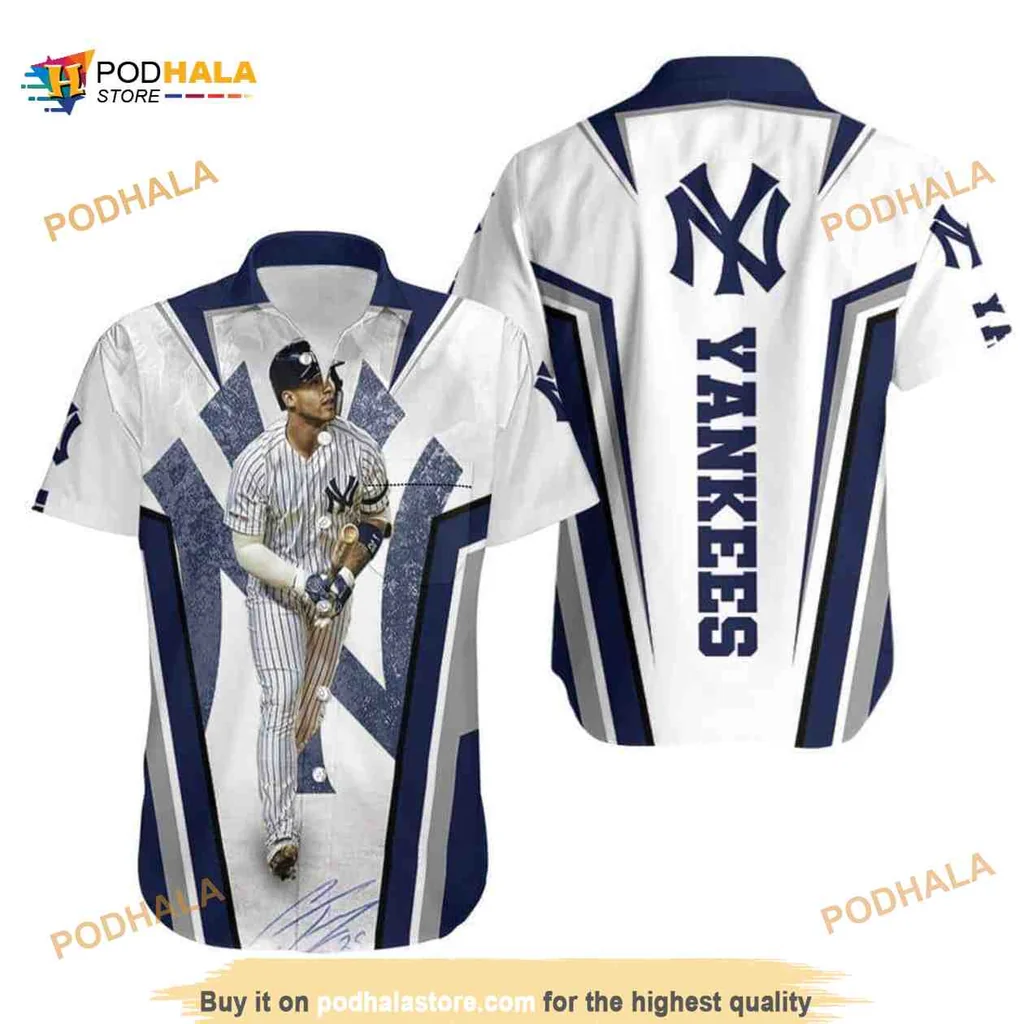 New York Yankees Hawaiian Shirt Featuring Dynamic Baseball Player Design
