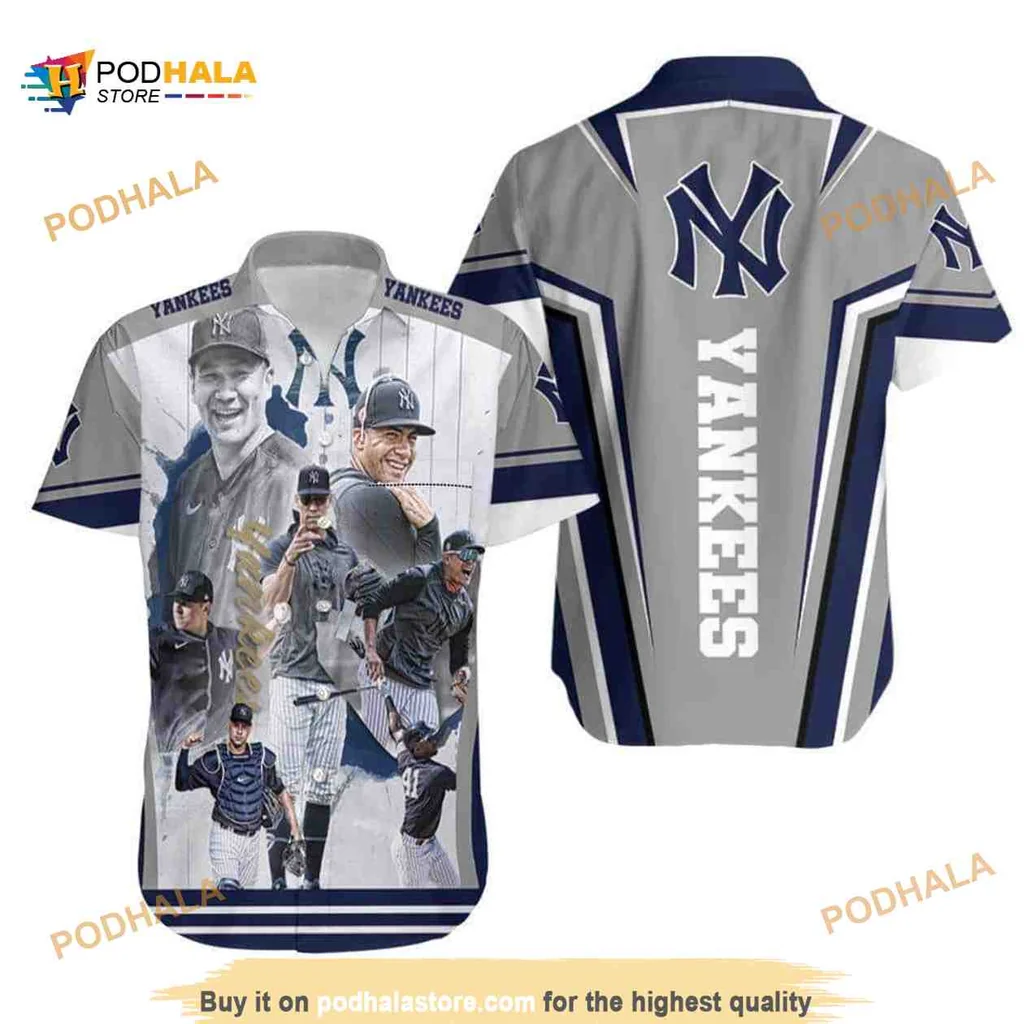 New York Yankees Hawaiian Shirt Featuring Dynamic Player Collage