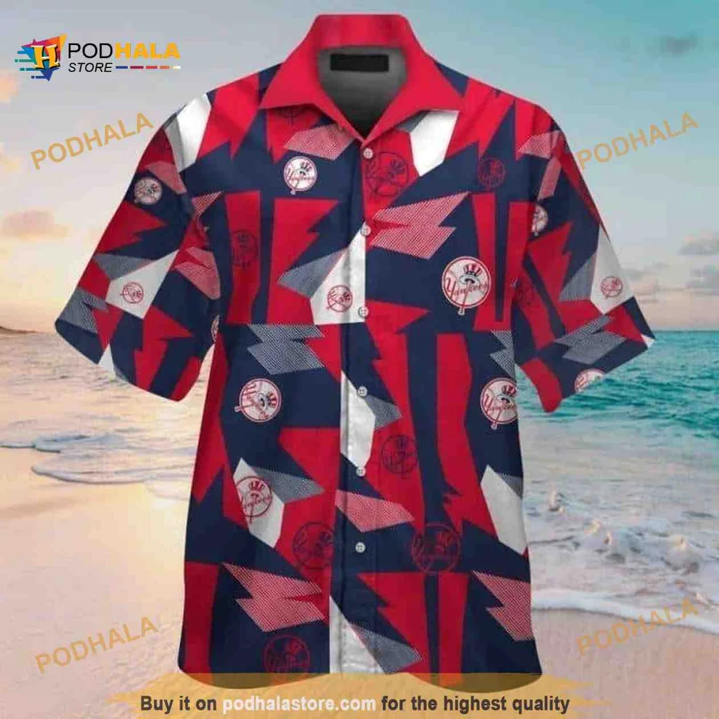 New York Yankees Hawaiian Shirt With Bold Red And Navy Design