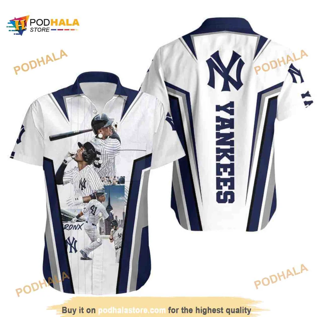 New York Yankees Hawaiian Shirt With Iconic Ny Logo And Baseball Design
