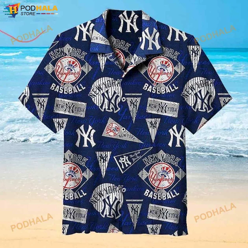 New York Yankees Hawaiian Shirt With Playful Baseball Graphics