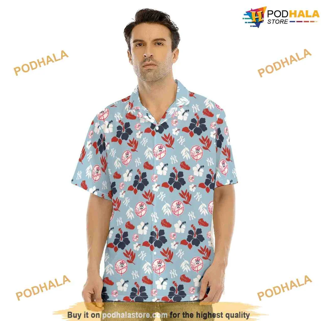 New York Yankees Hawaiian Shirt With Tropical Baseball Design