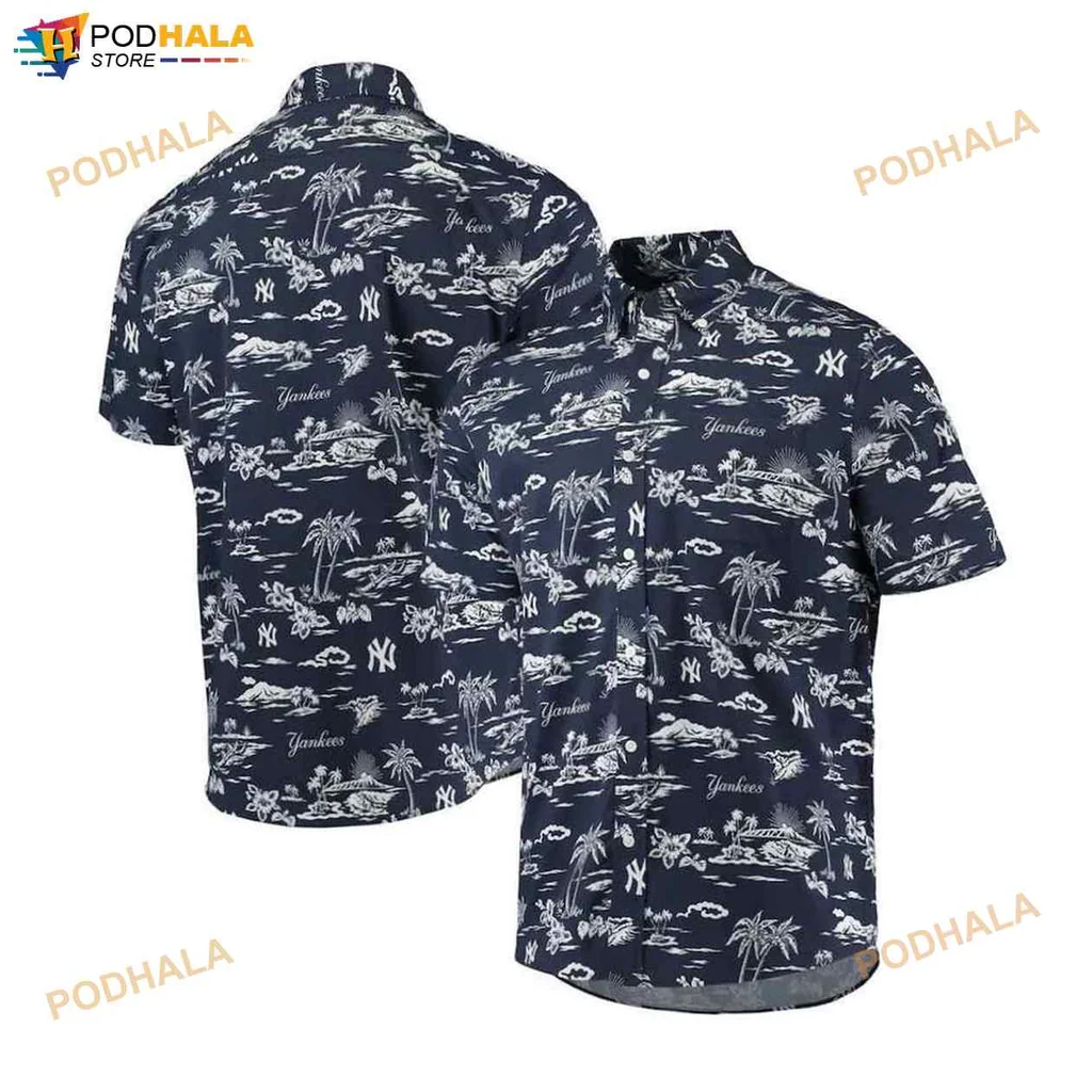 New York Yankees Hawaiian Shirt With Tropical Palm Tree Design