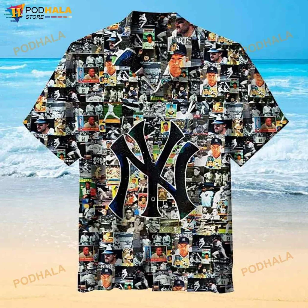 New York Yankees Hawaiian Shirt With Vibrant Baseball Collage Design
