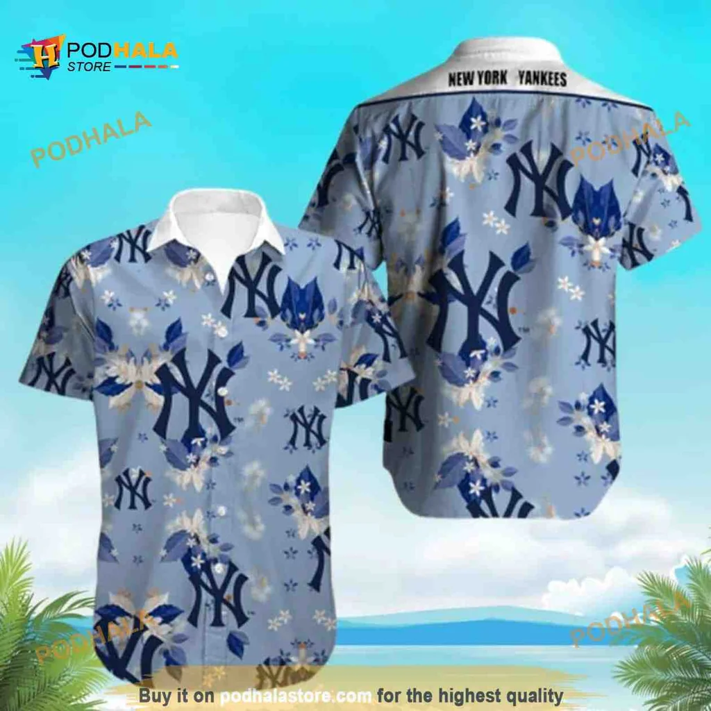 New York Yankees Tropical Hawaiian Shirt With Floral Design