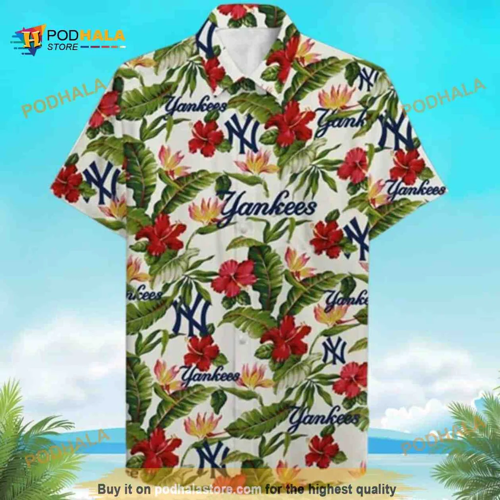 New York Yankees Tropical Shirt With Vibrant Floral Design