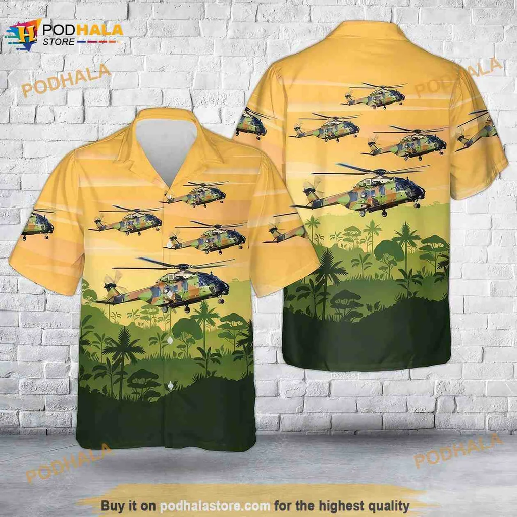 Nh90 Tth Caiman Hawaiian Shirt Featuring Military Helicopters