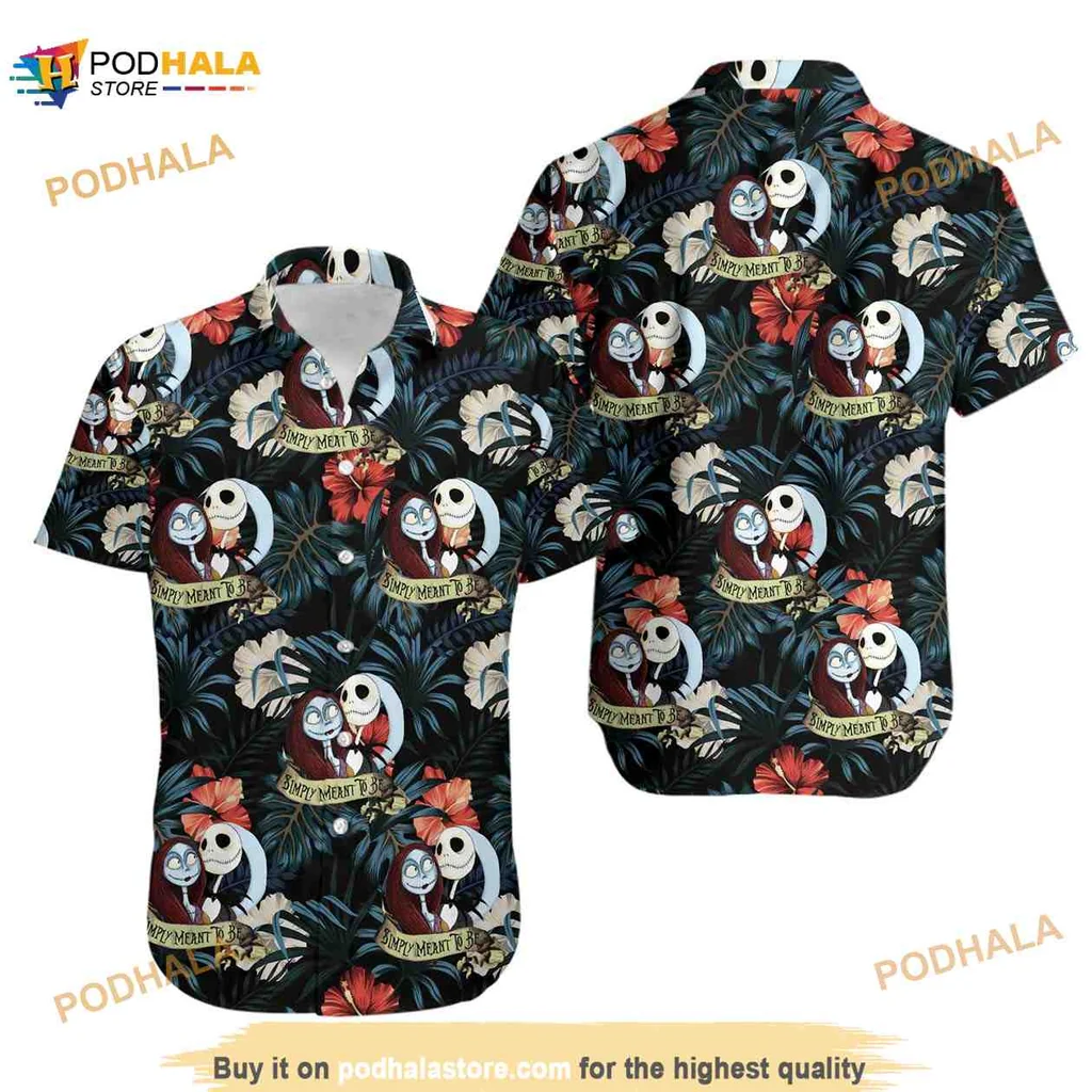 Nightmare Before Christmas Hawaiian Shirt Featuring Jack And Sally