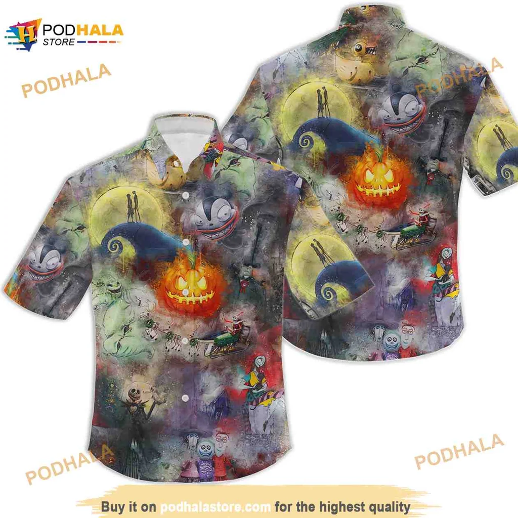 Nightmare Before Christmas Hawaiian Shirt With Jack Skellington And Sally