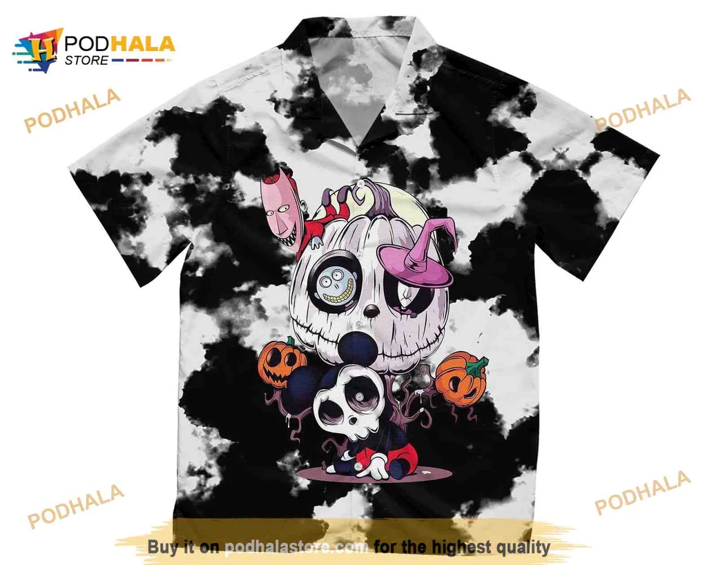 Nightmare Before Christmas Pumpkin Hawaiian Shirt With Whimsical Characters