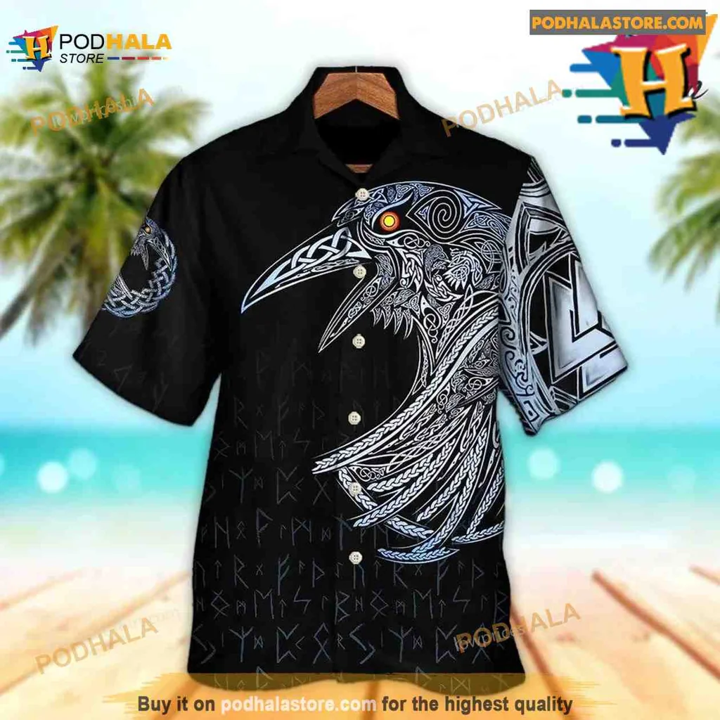 Norse Mythology Raven Aloha Shirt With Huginn And Muninn Design