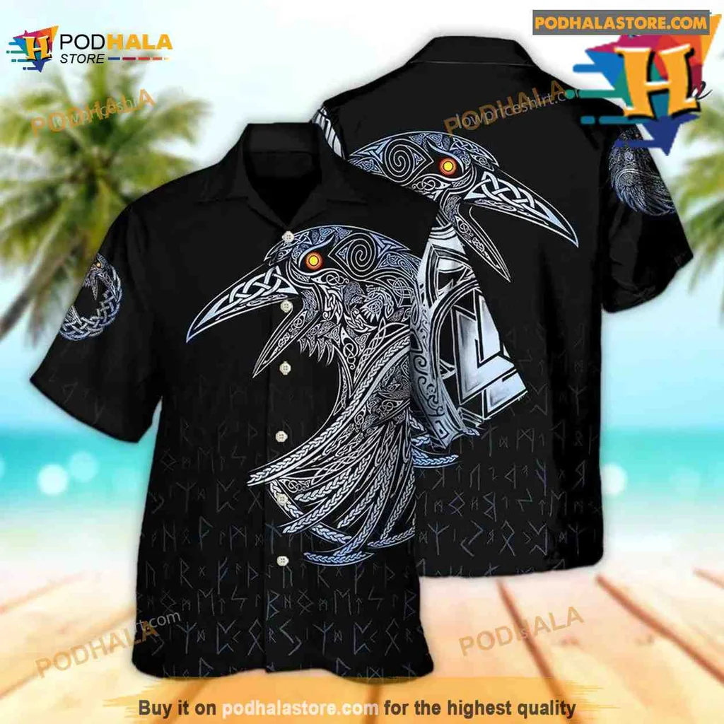 Norse Mythology Raven Tropical Shirt With Huginn And Muninn Design Norse Mythology Raven Tropical Shirt With Huginn And Muninn Design
