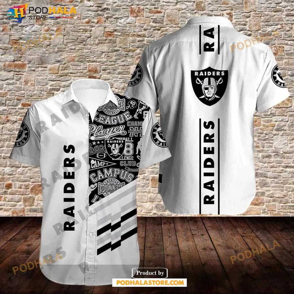 Oakland Raiders Hawaiian Shirt With Bold Football Graphics