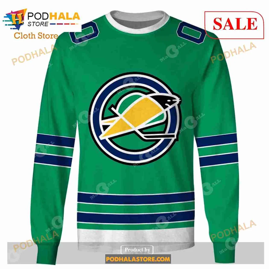 Oakland Seals Vintage Hoodie With Yellow Bird Logo And Stripes - View 2 Oakland Seals Vintage Hoodie With Yellow Bird Logo And Stripes - View 2