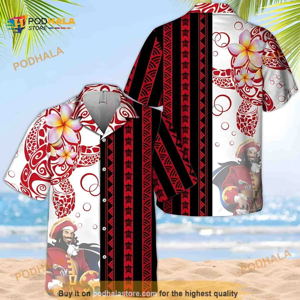 Ocean Turtle Tropical Hawaiian Shirt With Hibiscus Flowers And Polynesian Patterns