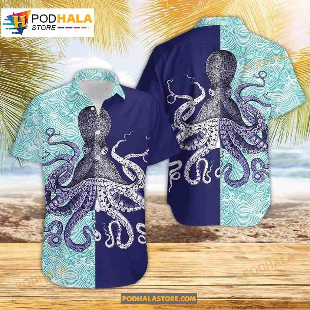 Octopus Tropical Hawaiian Shirt With Vibrant Ocean Design