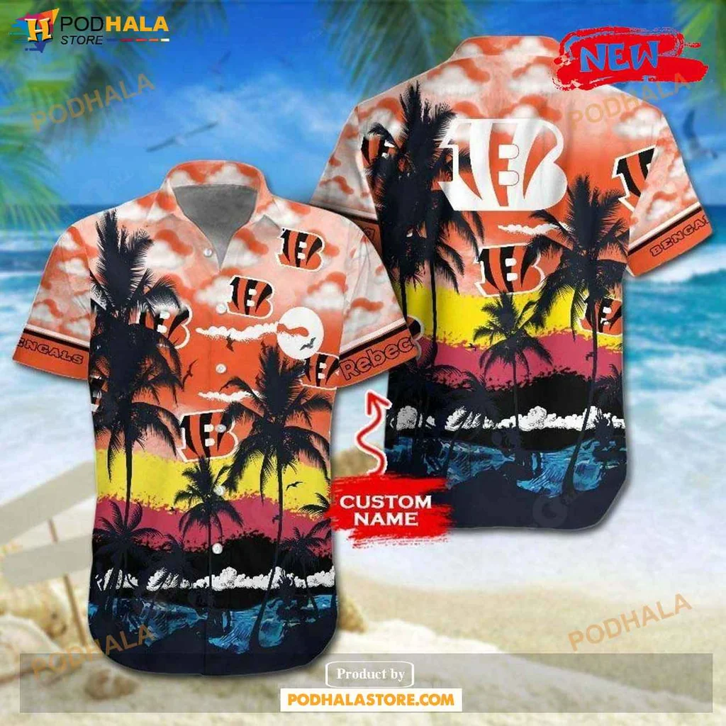 Orange Cincinnati Bengals Hawaiian Shirt, Vibrant Tropical Design For Fans