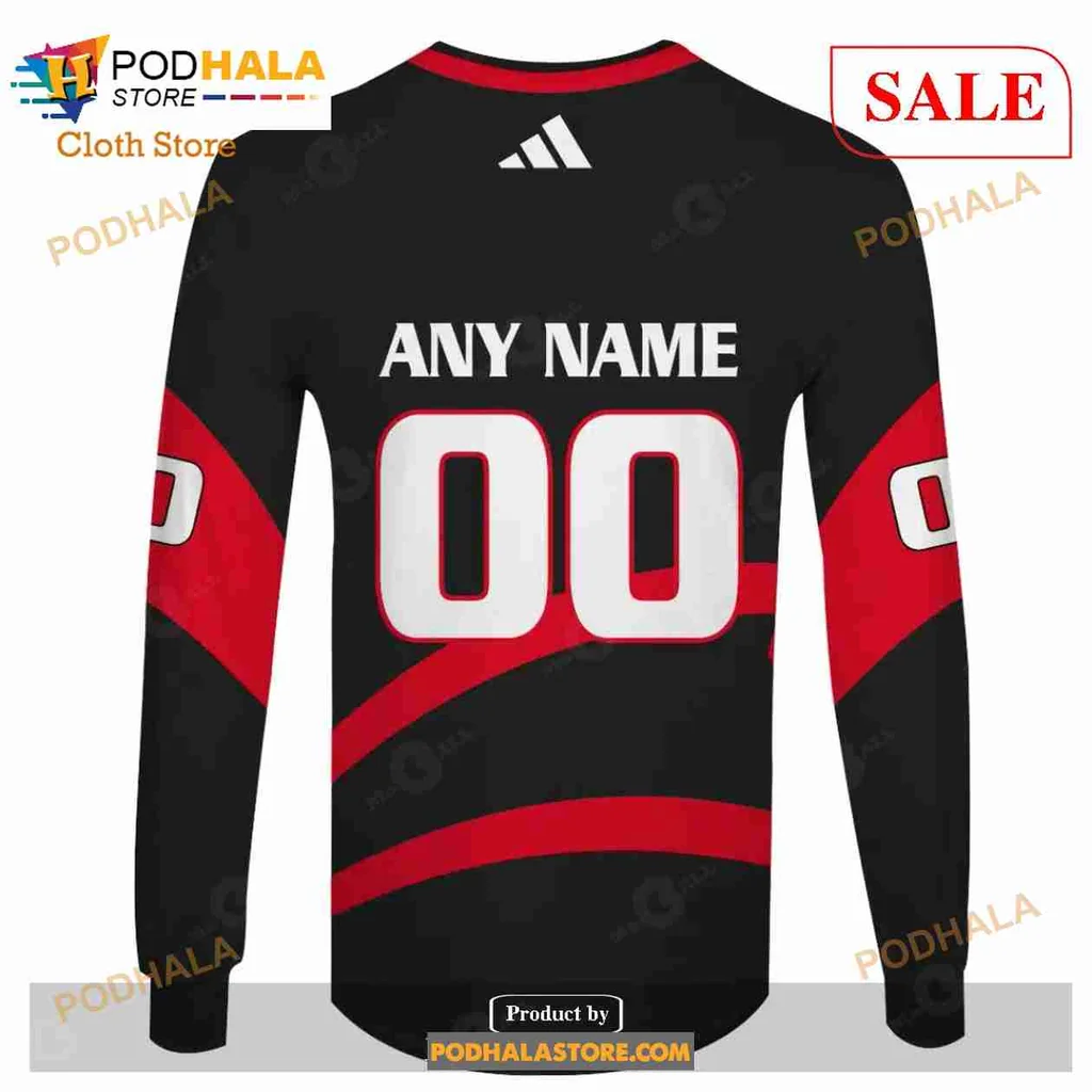 Ottawa Senators 3d Hoodie With Bold Logo And Striped Sleeves - Product View 5 Ottawa Senators 3d Hoodie With Bold Logo And Striped Sleeves - Product View 5