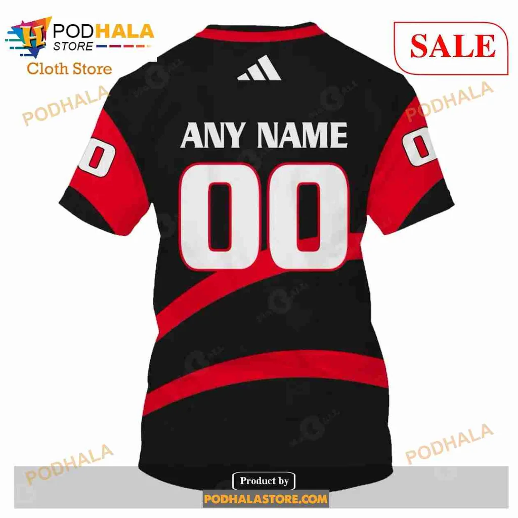 Ottawa Senators 3d Hoodie With Bold Logo And Striped Sleeves - Product View 7 Ottawa Senators 3d Hoodie With Bold Logo And Striped Sleeves - Product View 7