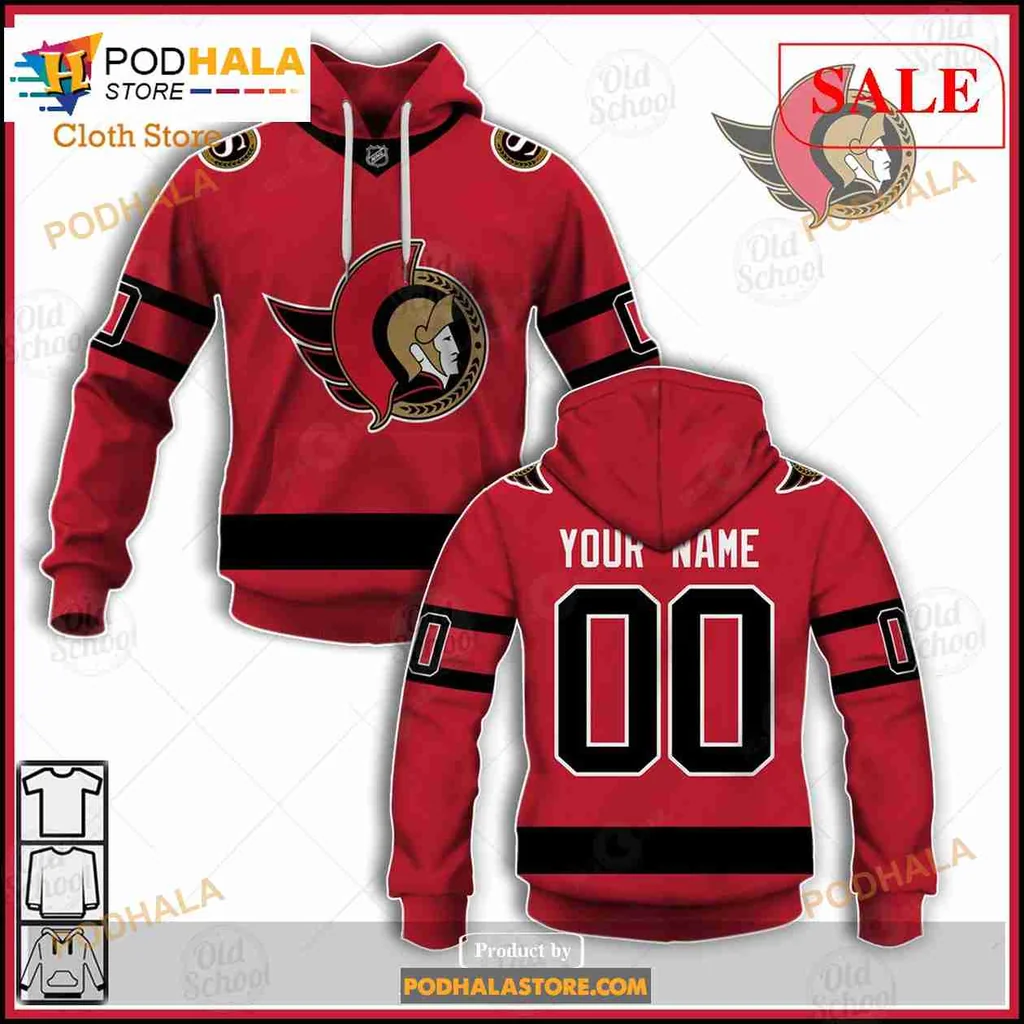 Ottawa Senators 3d Hoodie With Custom Name And Number