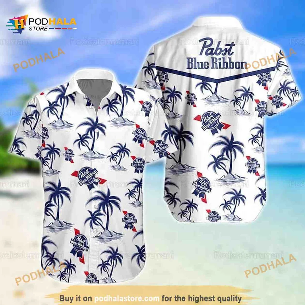 Pabst Blue Ribbon Aloha Shirt, Tropical Island Beer Lover Design