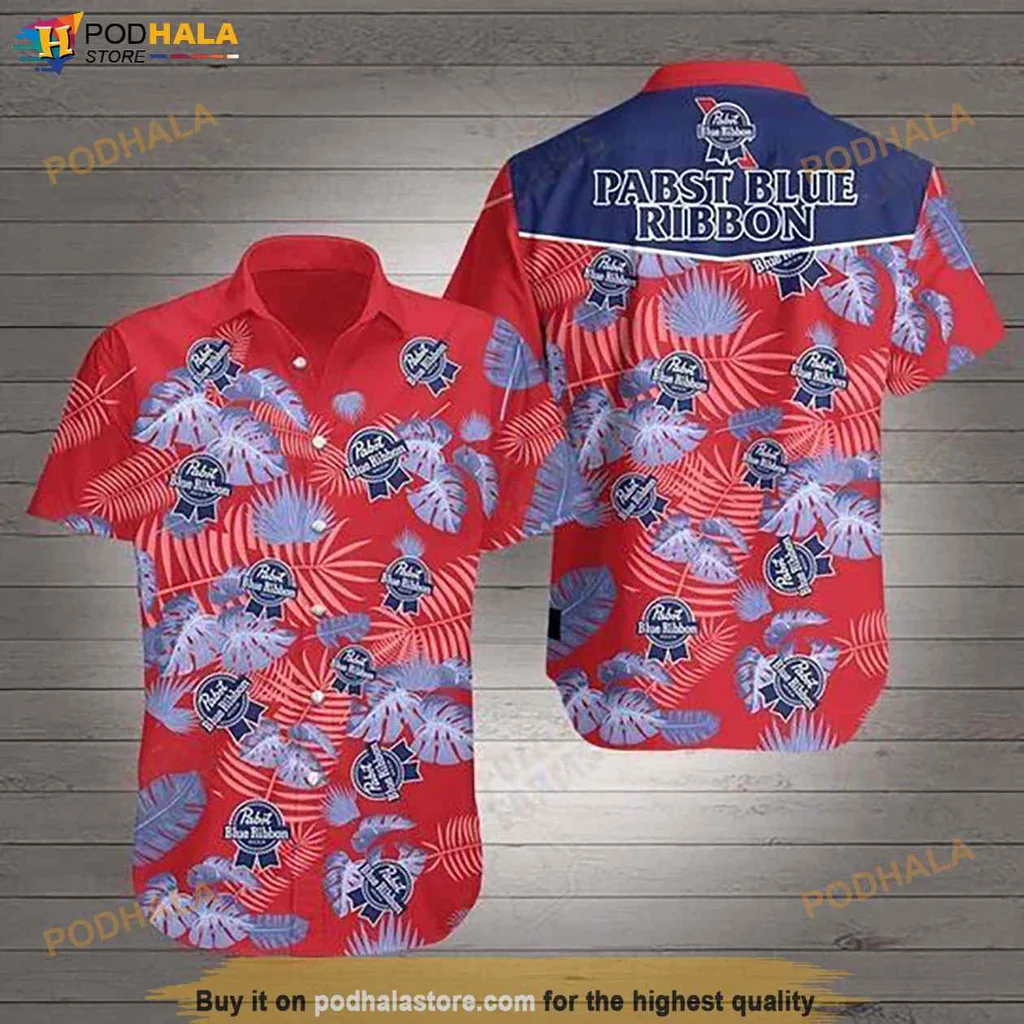 Pabst Blue Ribbon Hawaiian Shirt, Tropical Beer Aloha Shirt