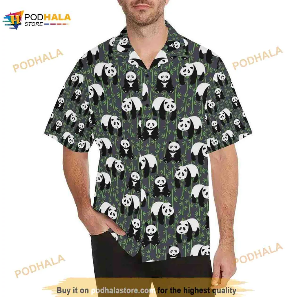 Panda Bear Bamboo Hawaiian Shirt With Vibrant Tropical Print