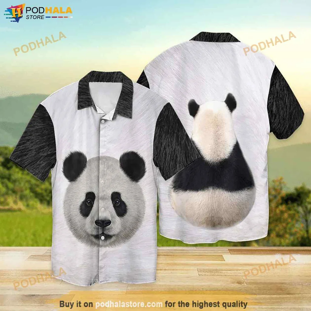 Panda Face Funny Hawaiian Shirt With Cartoon Design For Playful Style
