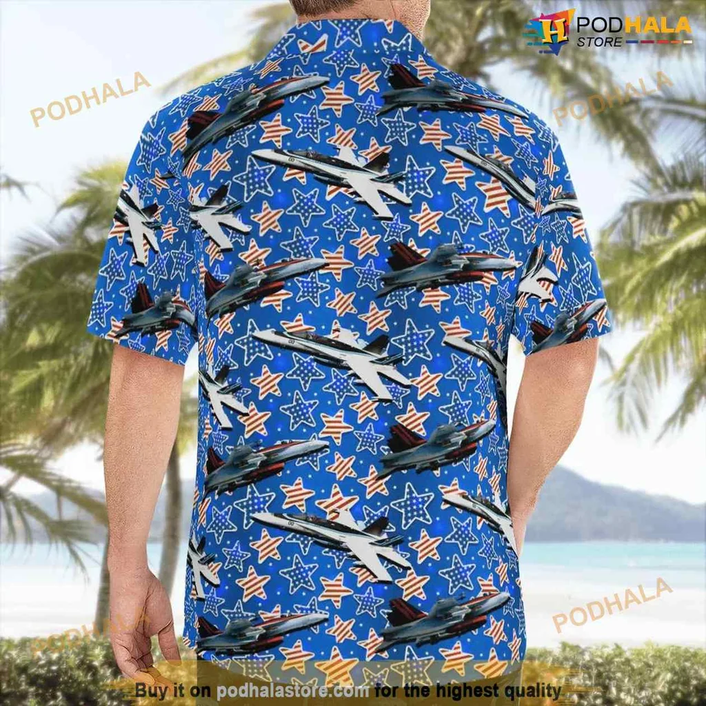 Patriotic Aviation Aloha Shirt Featuring F/a 18f Super Hornets And Stars Patriotic Aviation Aloha Shirt Featuring F/a 18f Super Hornets And Stars