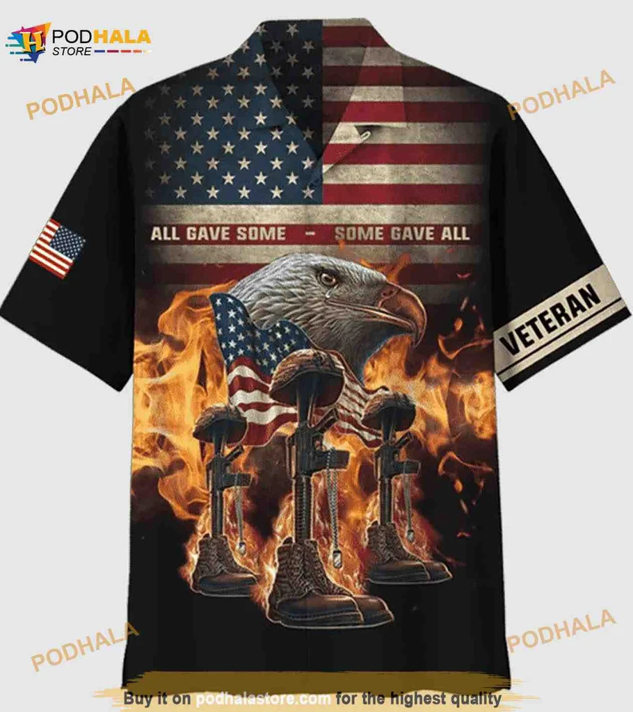 Patriotic Eagle Combat Boots Hawaiian Shirt With American Flag Design