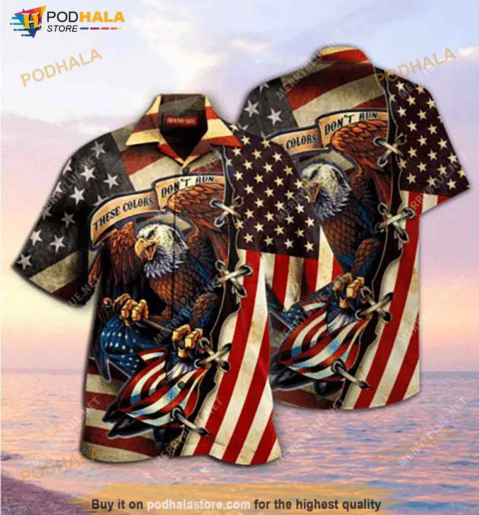 Patriotic Eagle Hawaiian Shirt Featuring American Flag And Bold Colors