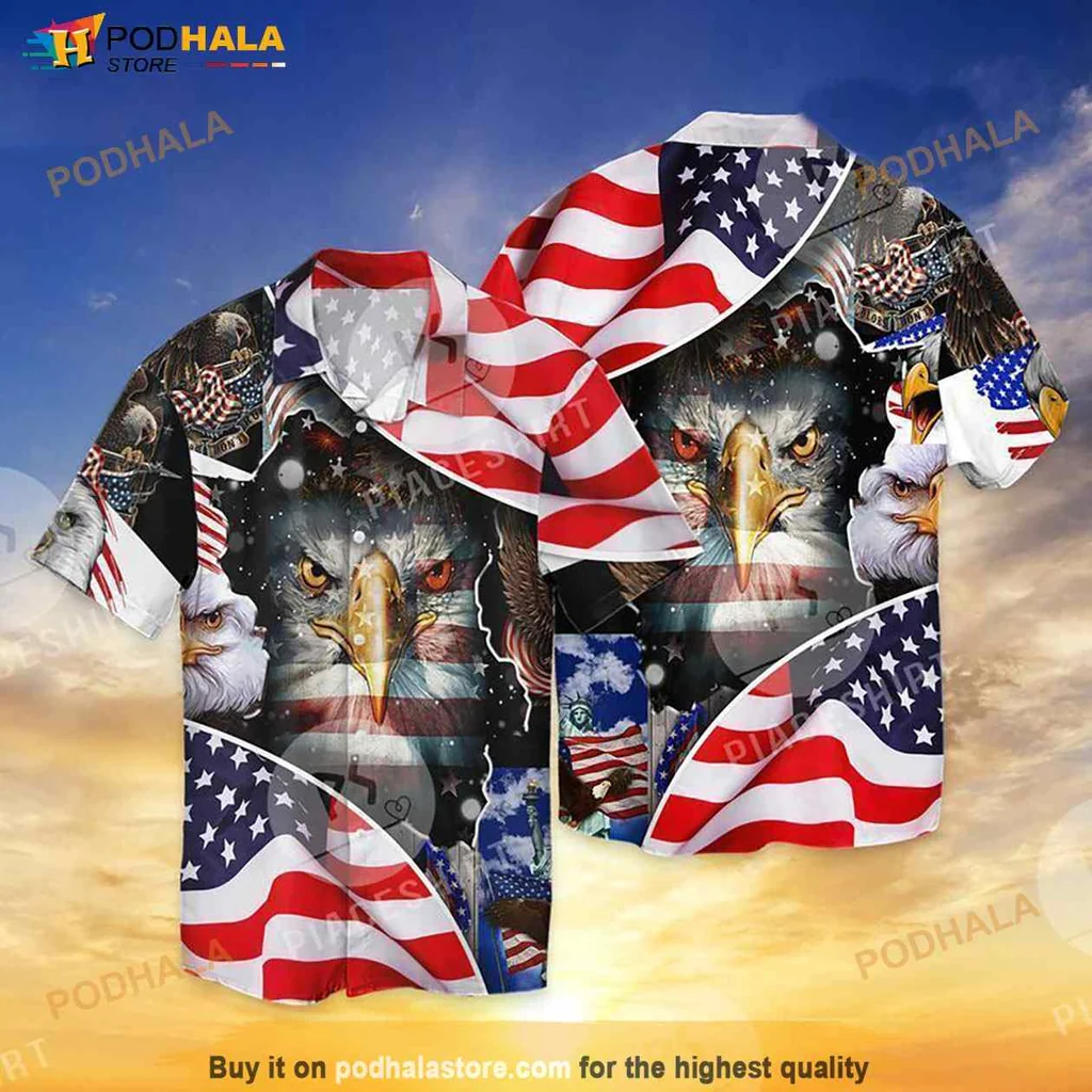 Patriotic Eagle Hawaiian Shirt For 4th Of July Celebrations