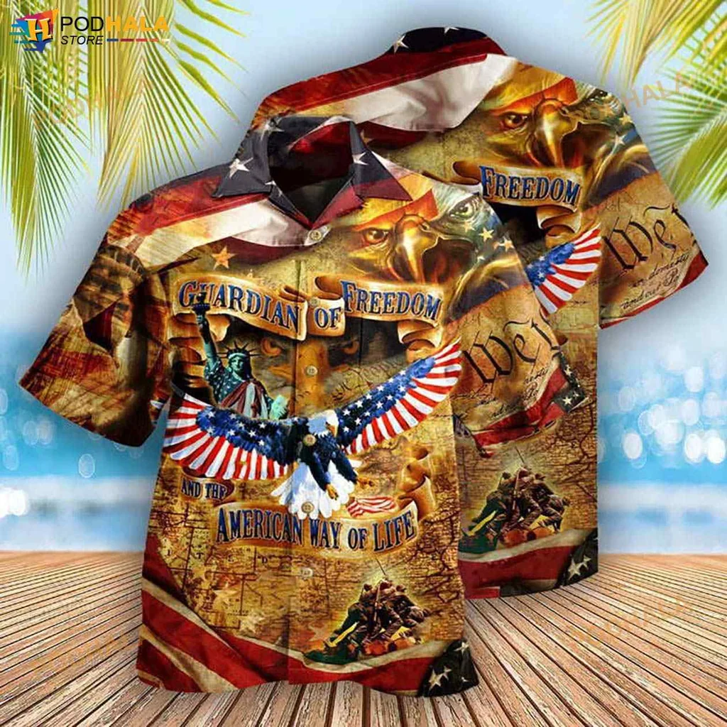 Patriotic Eagle Hawaiian Shirt, Guardian Of Freedom And The American Way Of Life