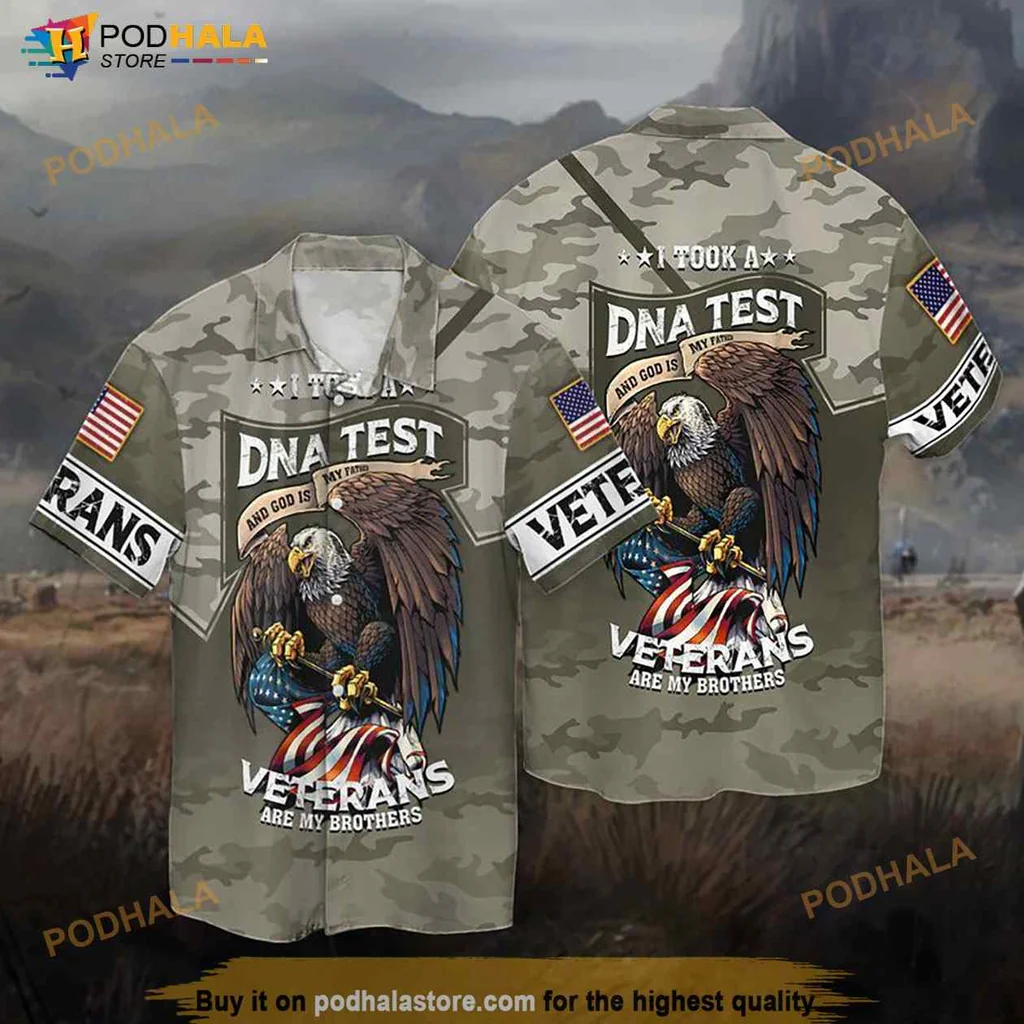 Patriotic Eagle Hawaiian Shirt, I Took A Dna Test Veterans Are My Brothers